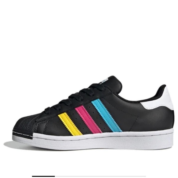 adidas Superstar J 'Colorful Stripes - Core Black' FW5235 - Picture 2 of 15